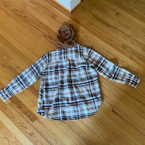 American Eagle size S plaid button down shirt with hood